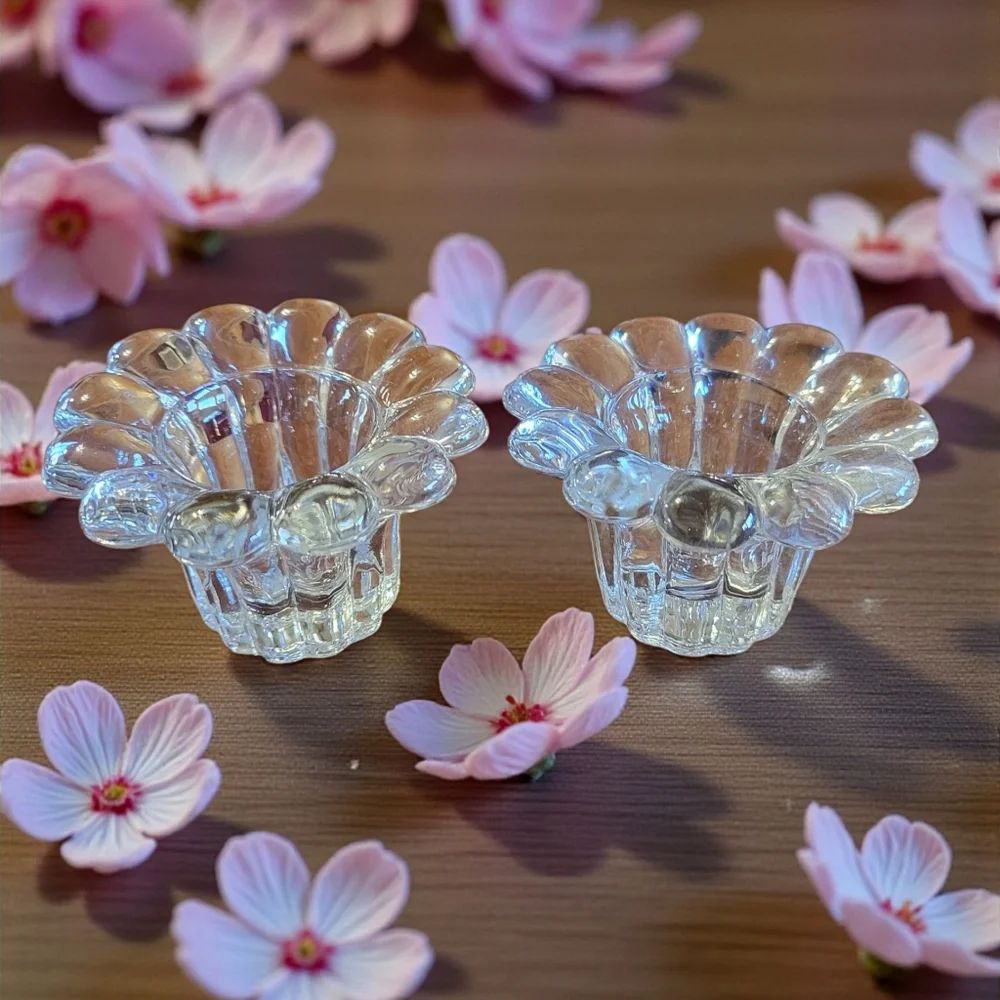 Vtg Set Of 2 Collector's Crystal Galleries Votive Tea Light Candle Holders